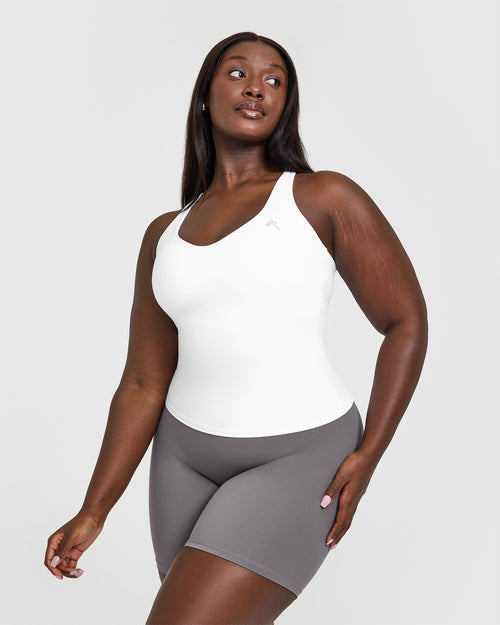 Oner Modal Unified V-Neck Cross Back Vest | White