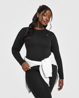 Cotton Icon Long Sleeve Top | Black