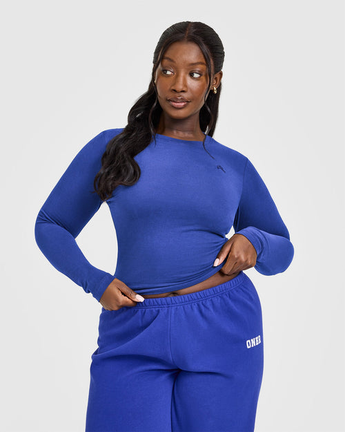 Oner Modal Cotton Icon Long Sleeve Top | Space Blue