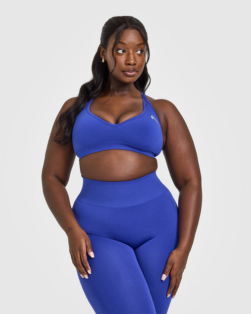 Oner Modal Effortless Seamless Racer Back Sports Bra | Space Blue