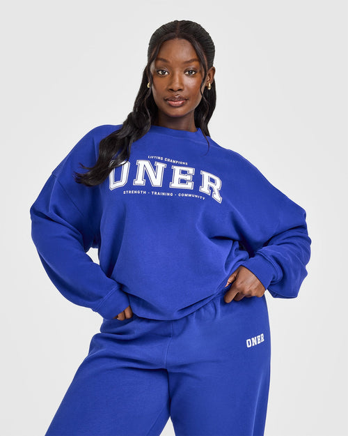 Oner Modal Mid Weight Sweatshirt With Printed Logo | Space Blue