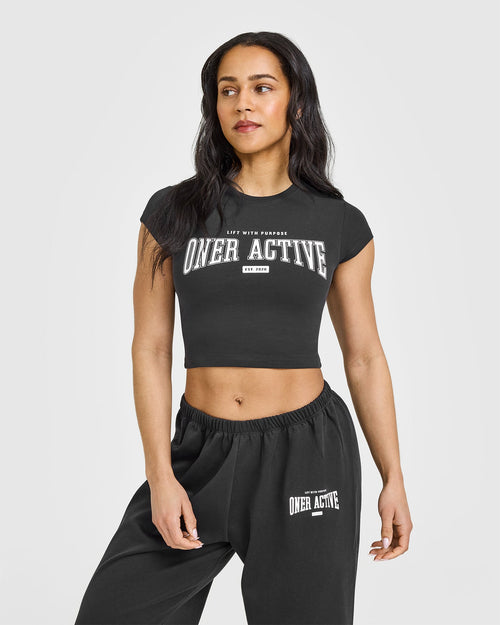 Oner Modal Cotton Baby T-Shirt with Athletic Graphic | Soft Black