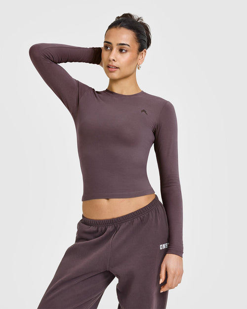 Oner Modal Cotton Icon Long Sleeve Top | Umber Brown