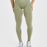 EffortlessLift™ Seamless Leggings with White Logo | Deep Sage Green