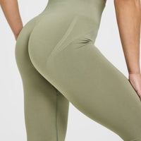 EffortlessLift™ Seamless Leggings with White Logo | Deep Sage Green