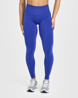 Effortless Seamless Leggings with White Logo | Space Blue
