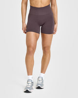 Effortless Seamless Shorts with White Logo | Umber Brown