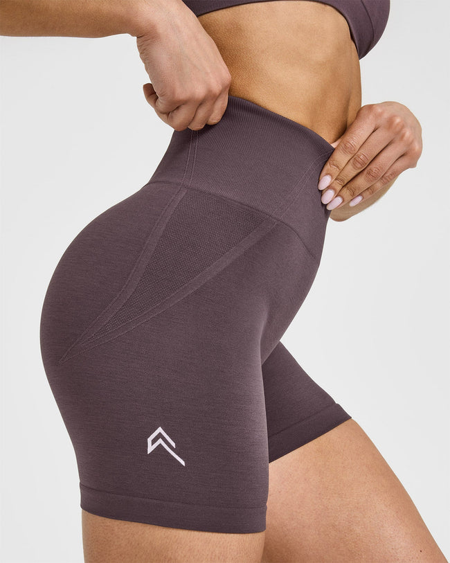 EffortlessLift™ Seamless Shorts with White Logo | Umber Brown