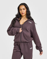 Mid Weight Zip Through Hoodie | Umber Brown