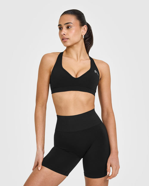 Oner Modal Effortless Seamless Racer Back Sports Bra | Black