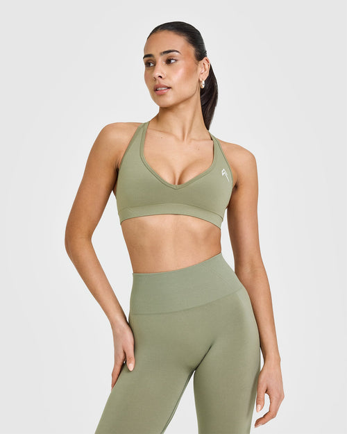 Oner Modal Effortless Seamless Racer Back Sports Bra | Deep Sage Green
