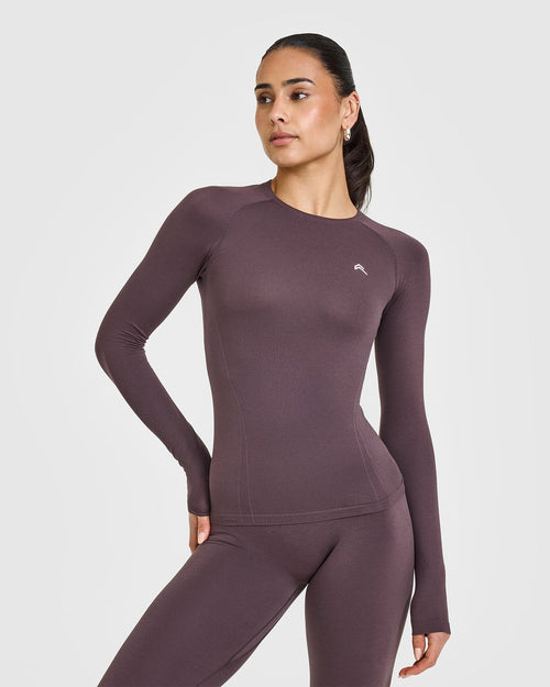 Oner Modal Go To Seamless Fitted Long Sleeve Top | Umber Brown