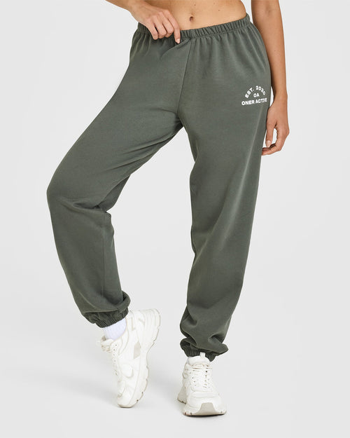 Oner Modal Lightweight Joggers With Graphic | Dark Khaki