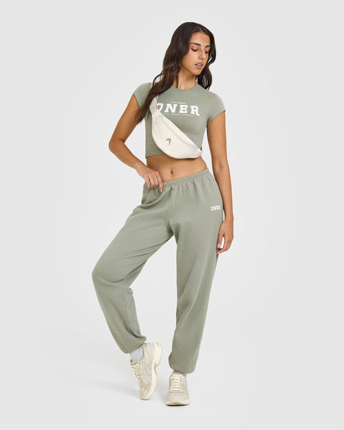 Cotton Baby T-Shirt with Printed Logo | Soft Sage Green