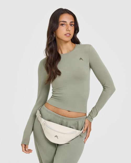 Oner Modal Cotton Icon Long Sleeve Top | Soft Sage Green