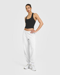 Mellow™ Rib Square Neck Mid Vest with Built in Bra Shelf | Soft Black