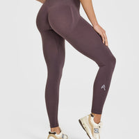 EffortlessLift™ Seamless Leggings with White Logo | Umber Brown