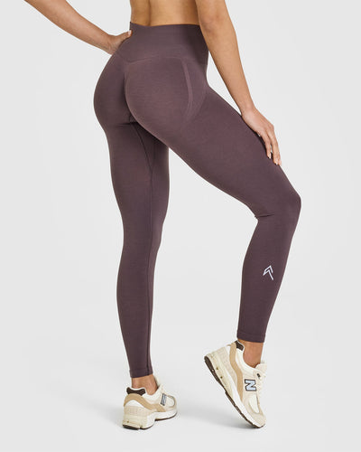 EffortlessLift™ Seamless Leggings with White Logo | Umber Brown