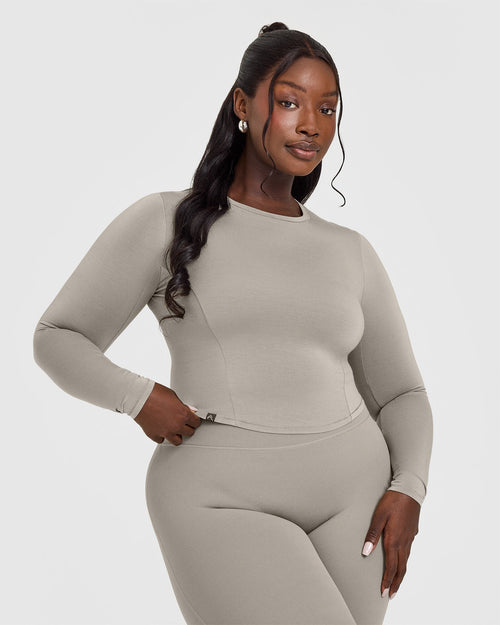 Oner Modal Mellow™ Soft Mid Long Sleeve Top | Warm Sand