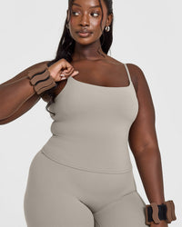 SoftMotion™ Strappy Mid Vest with Built in Bra Shelf | Warm Sand