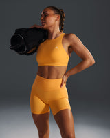 EasyLift™ High Neck Sports Bra with White Logo | Powdered Orange