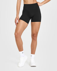 UnifiedMove™ High Waisted Pocket Shorts 6" White Logo | Black
