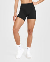 Unified High Waisted Pocket Shorts 6" White Logo | Black