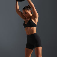 UnifiedMove™ High Waisted Pocket Shorts 6" White Logo | Black