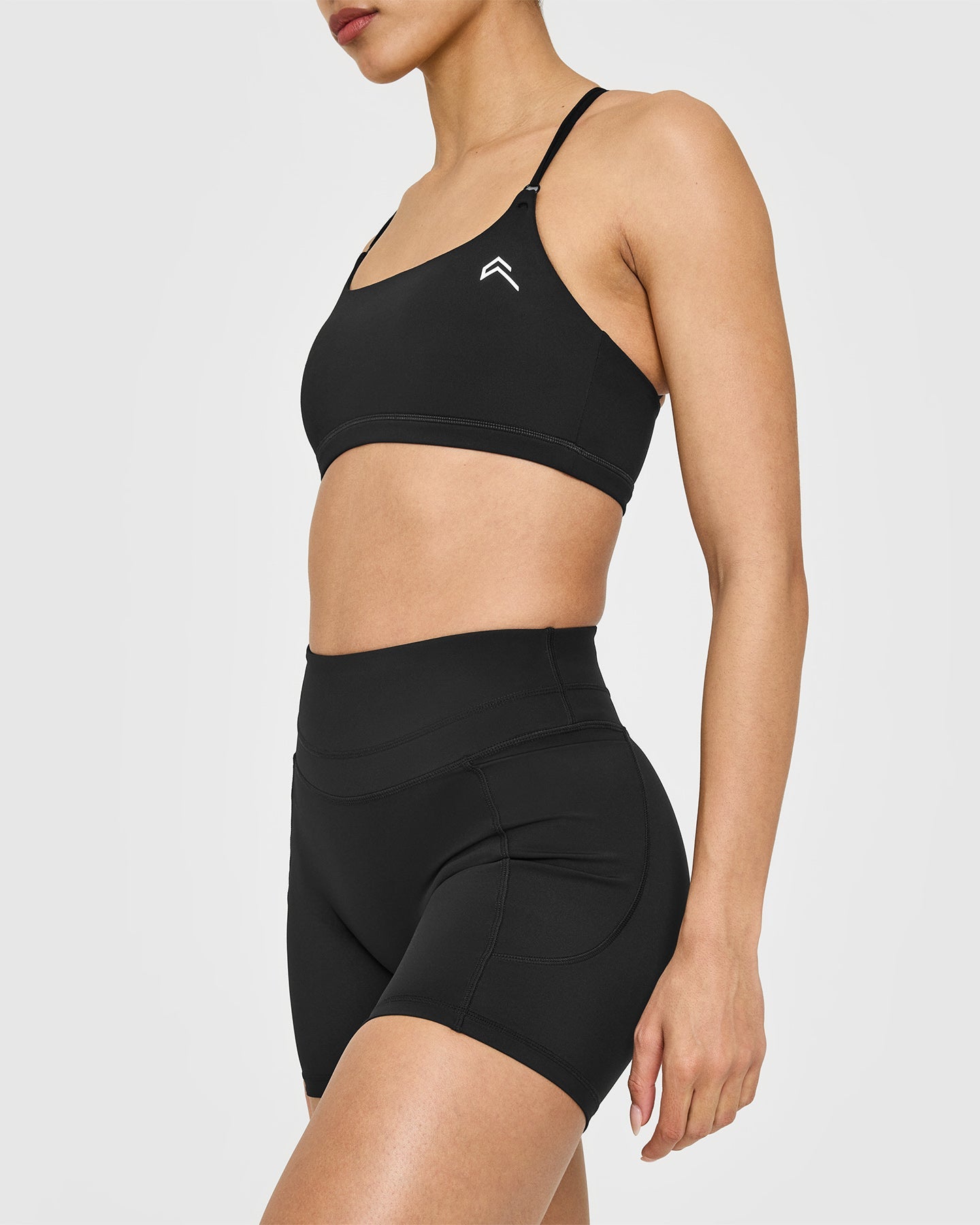 UnifiedMove™ High Waisted Pocket Shorts 6" White Logo | Black