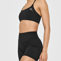 UnifiedMove™ High Waisted Pocket Shorts 6" White Logo | Black