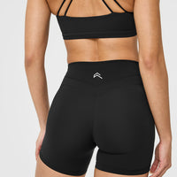 UnifiedMove™ High Waisted Pocket Shorts 6" White Logo | Black