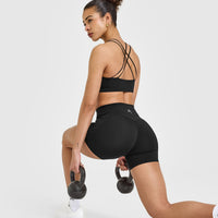 UnifiedMove™ High Waisted Pocket Shorts 6" White Logo | Black