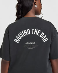 Raising The Bar Oversized Washed T-Shirt | Coal
