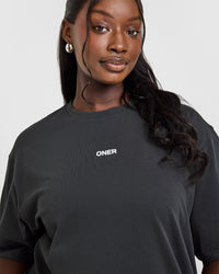 Raising The Bar Oversized Washed T-Shirt | Coal