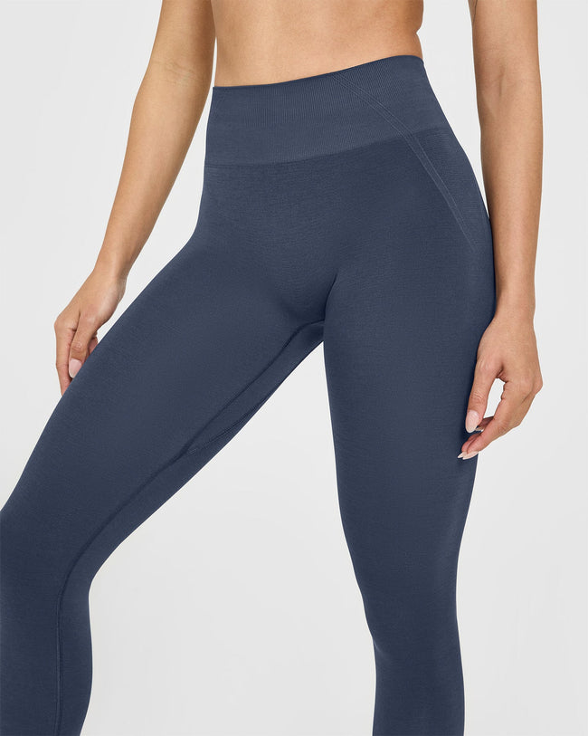 EffortlessLift™ Seamless Leggings with White Logo | True Blue