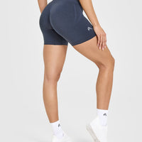 EffortlessLift™ Seamless Shorts with White Logo | True Blue