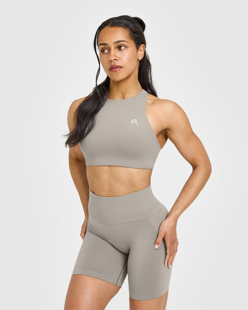 Oner Modal EasyLift™ High Neck Sports Bra | Warm Sand
