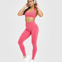 EffortlessLift™ Seamless Leggings with White Logo | Velvet Pink