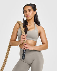 EffortlessLift™ Seamless Leggings with White Logo | Warm Sand