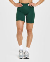 Effortless Seamless Shorts with White Logo | Racing Green