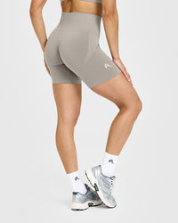 EffortlessLift™ Seamless Shorts with White Logo | Warm Sand