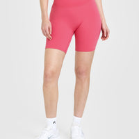 SoftMotion™ Cycling Shorts 8" with White Logo | Dark Velvet Pink