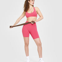 SoftMotion™ Cycling Shorts 8" with White Logo | Dark Velvet Pink
