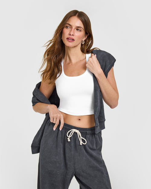 Cotton Fitted Mid Vest | White