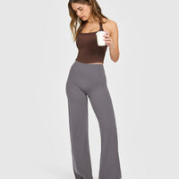 Mellow™ Rib Halter Neck Mid Vest with Built in Bra Shelf | Copper Brown