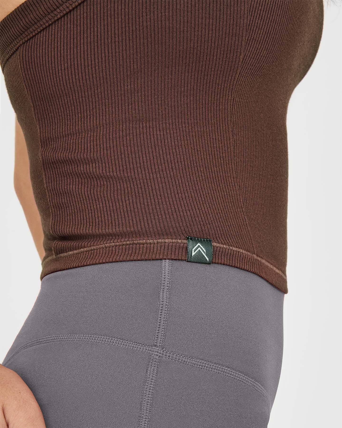 Mellow™ Rib Halter Neck Mid Vest with Built in Bra Shelf | Copper Brown