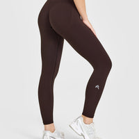 EnhanceLift™ Seamless Leggings with White Logo | Plum Brown