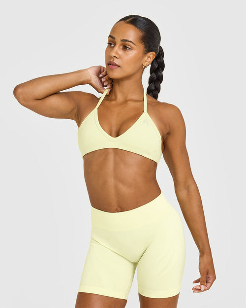 Oner Modal EnhanceLift™ Seamless Minimal Halter Neck Bralette | Pastel Yellow