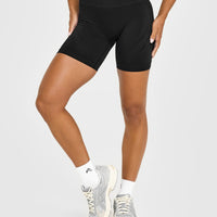 EnhanceLift™ Seamless Shorts with White Logo | Black