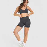 EnhanceLift™ Seamless Shorts with White Logo | Coal